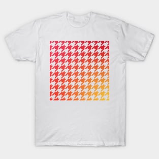 Houndstooth Pattern Warm Red Orange and Yellow Gradient T-Shirt